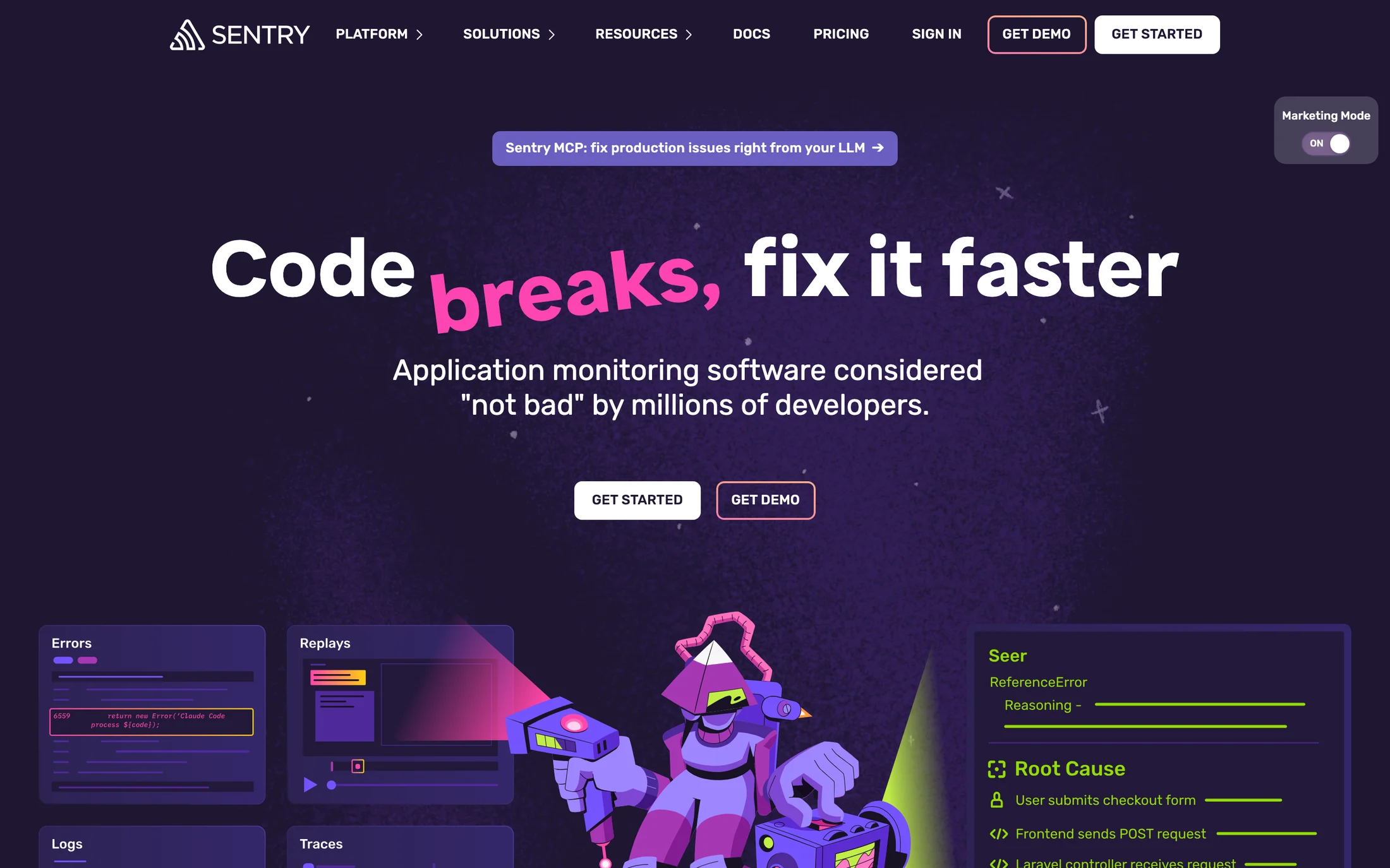 Sentry website color scheme