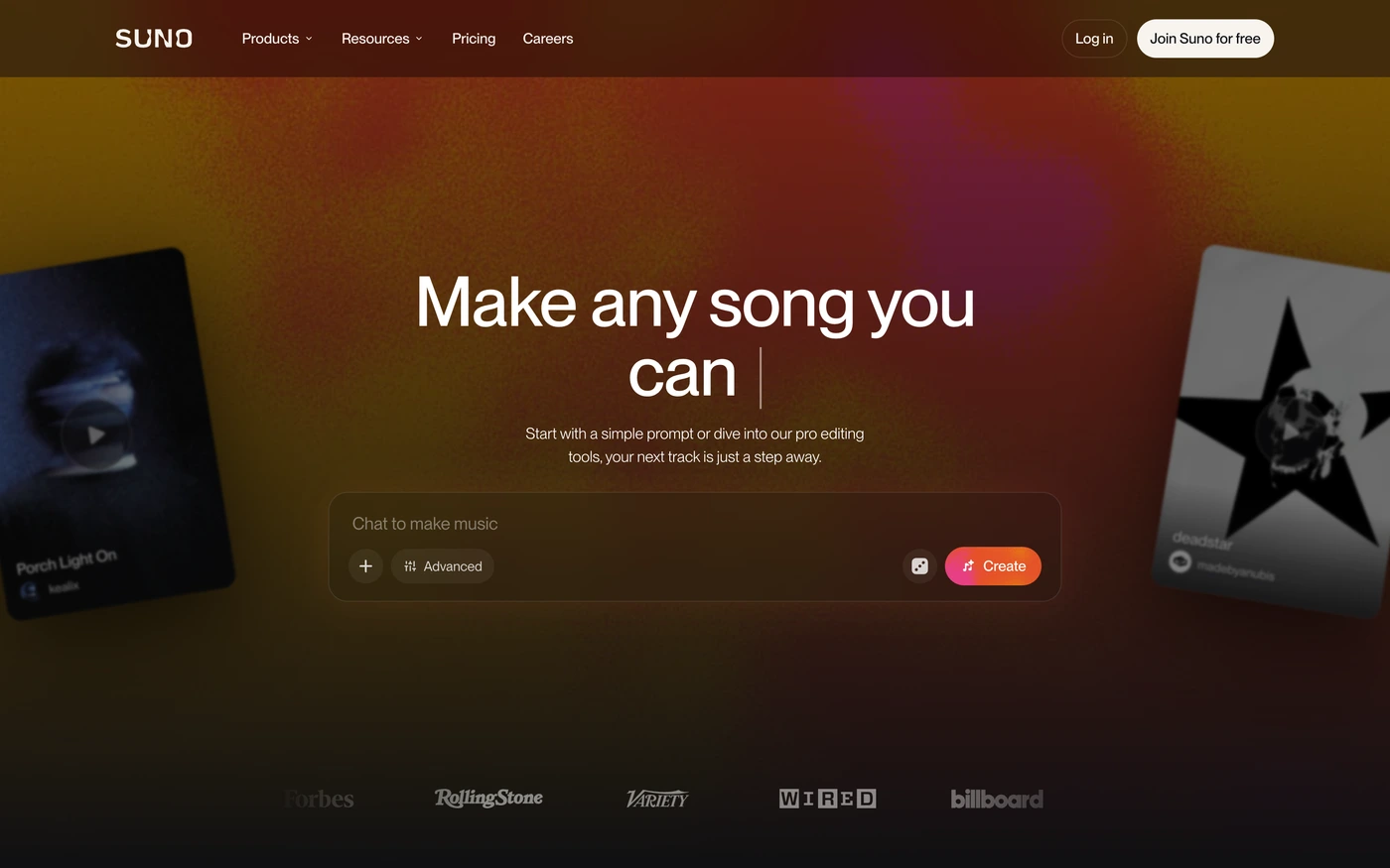 Suno website design reference