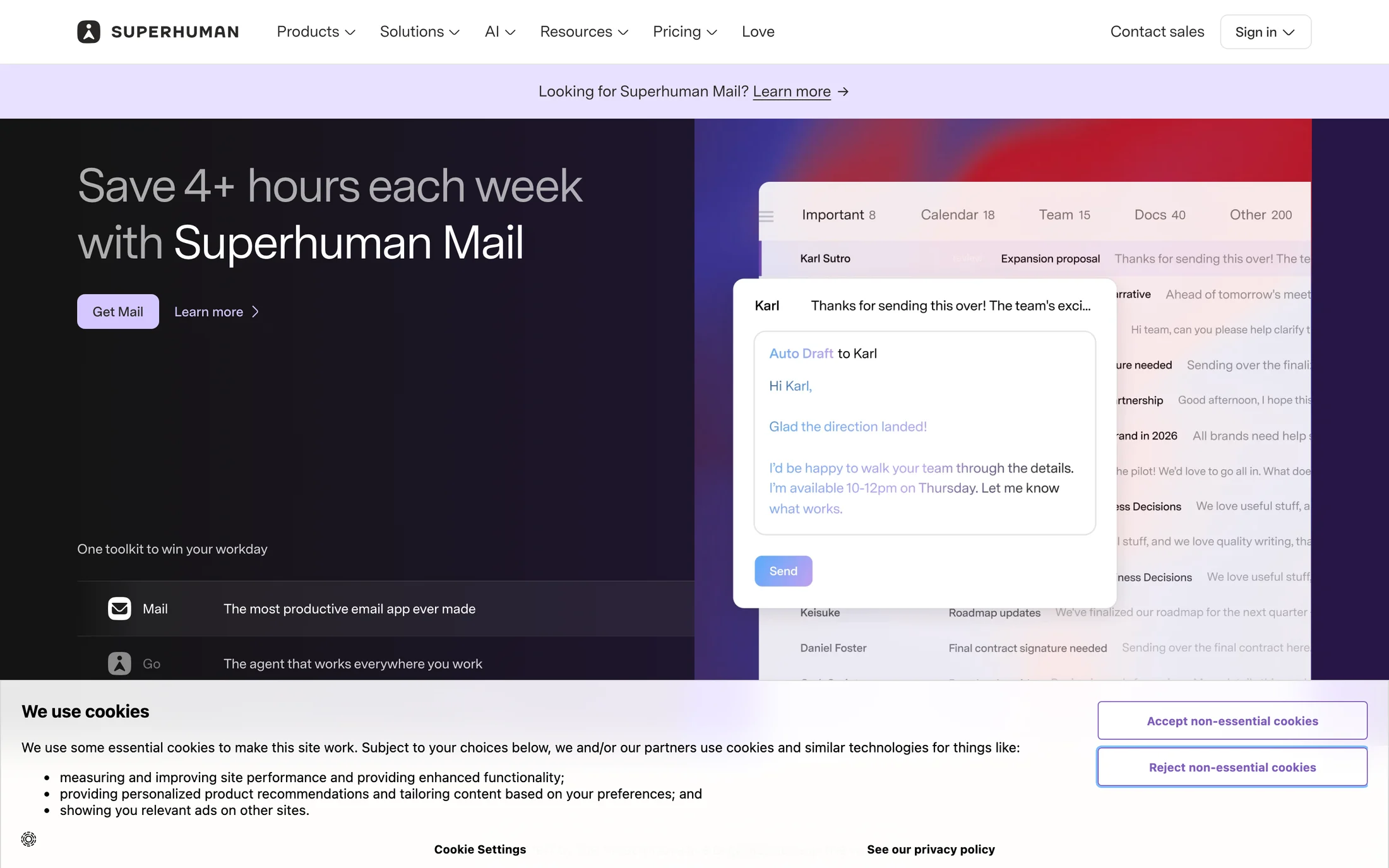 Superhuman website color scheme