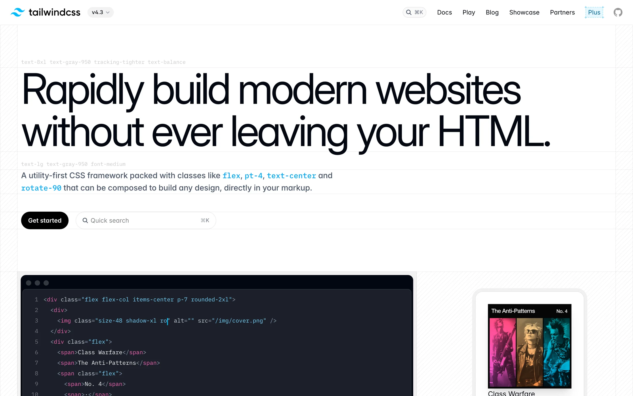 Tailwind CSS website color scheme