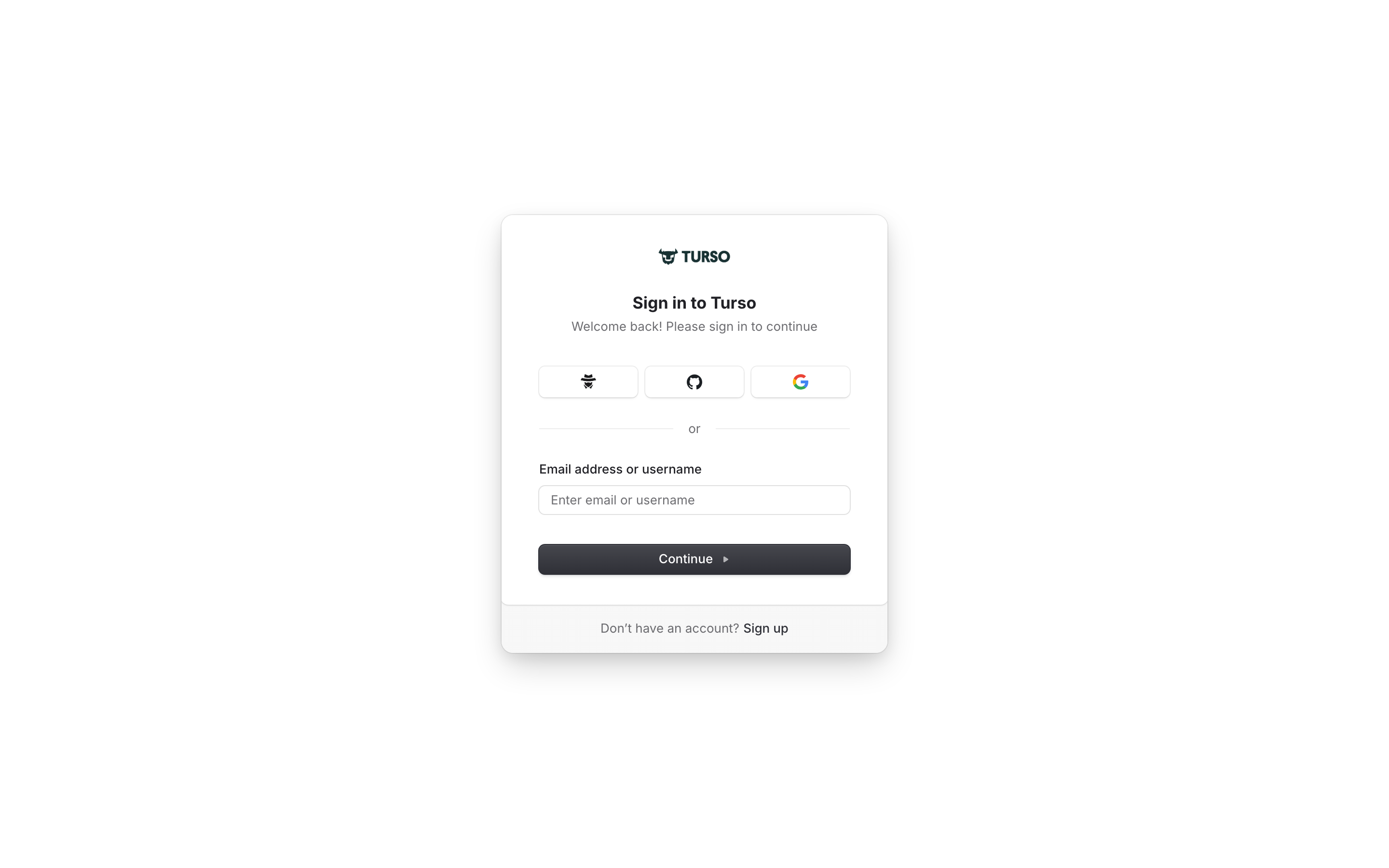 Turso login page