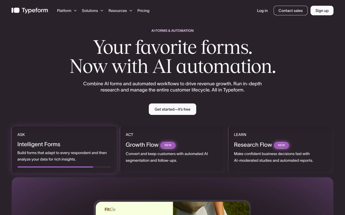 Typeform homepage