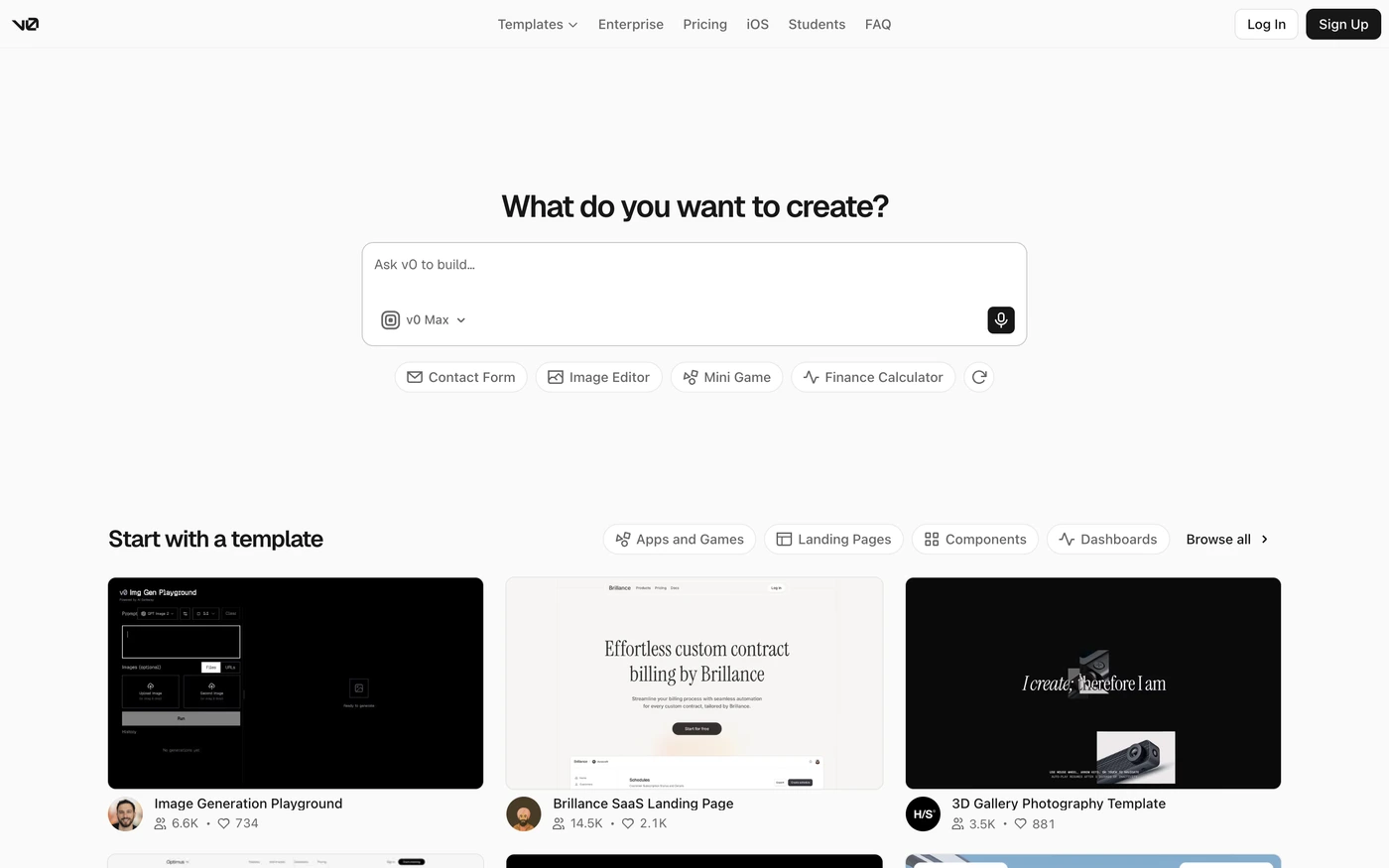 v0 website