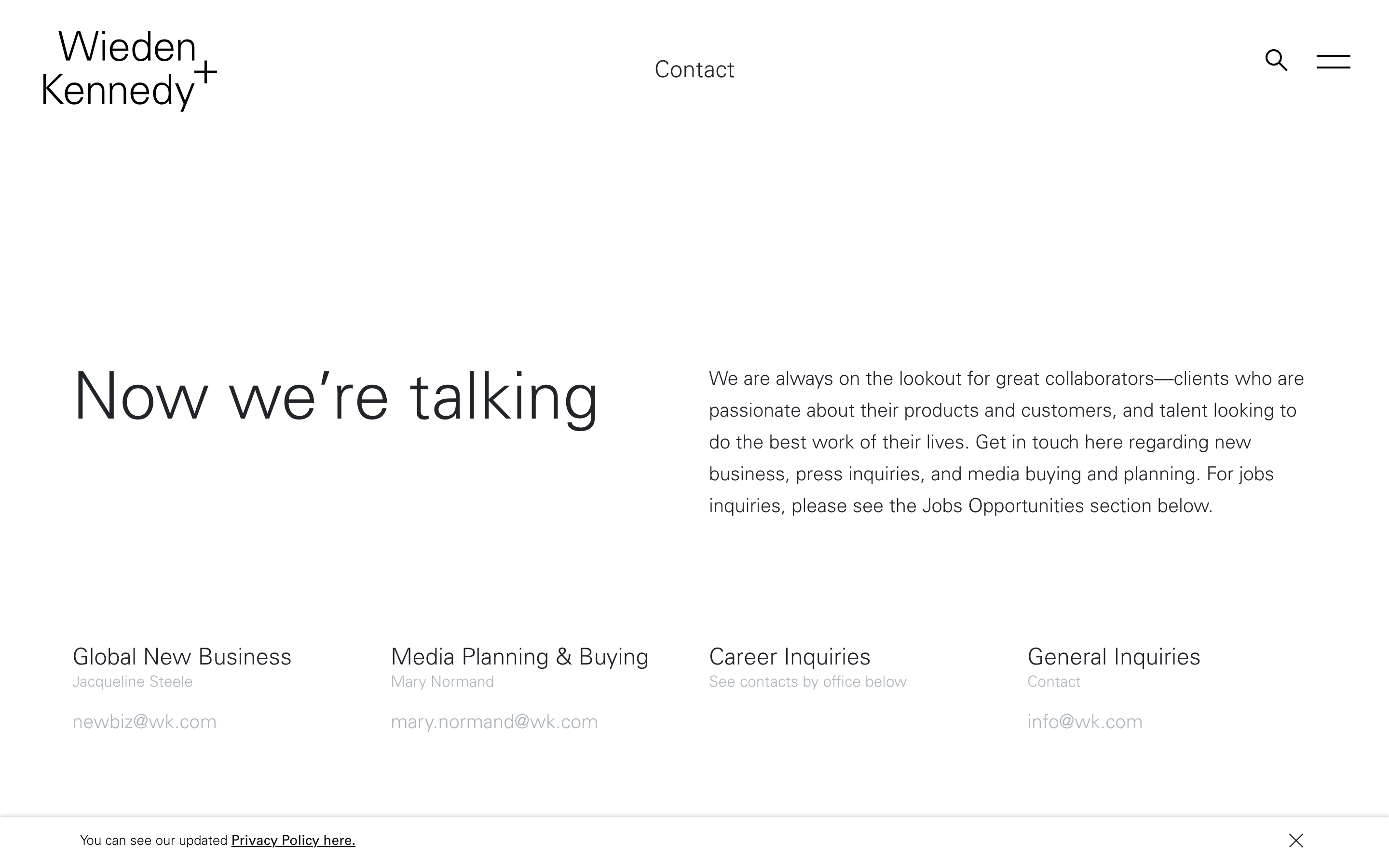 Wieden+Kennedy contact page
