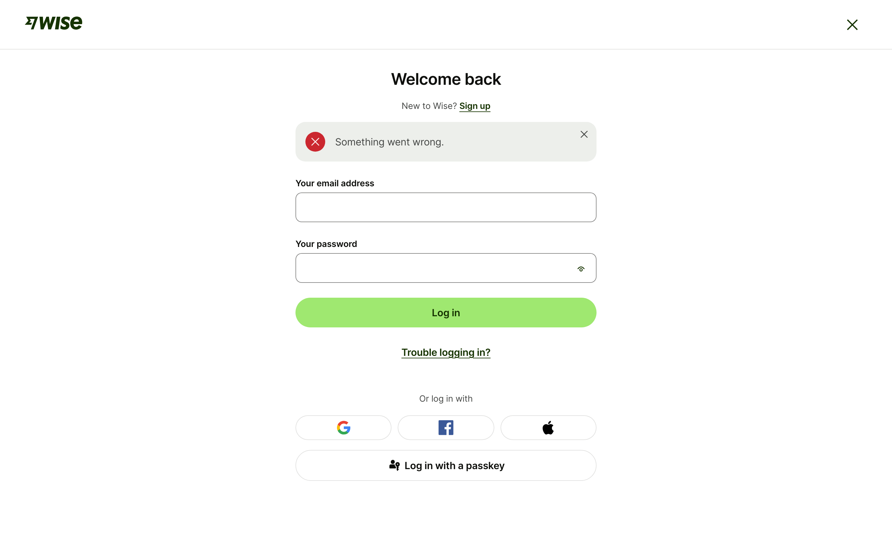 Wise login page