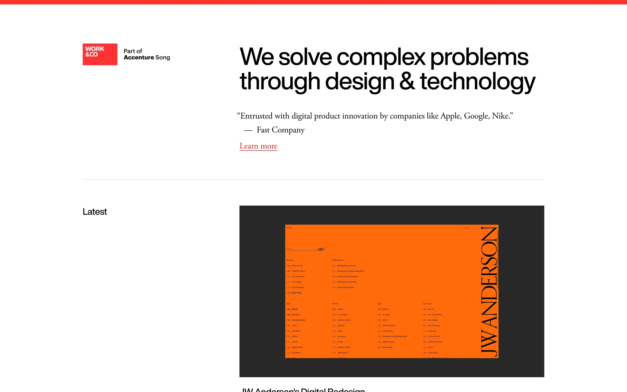 Work & Co website color scheme