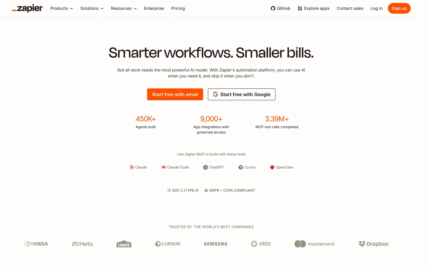 Zapier homepage