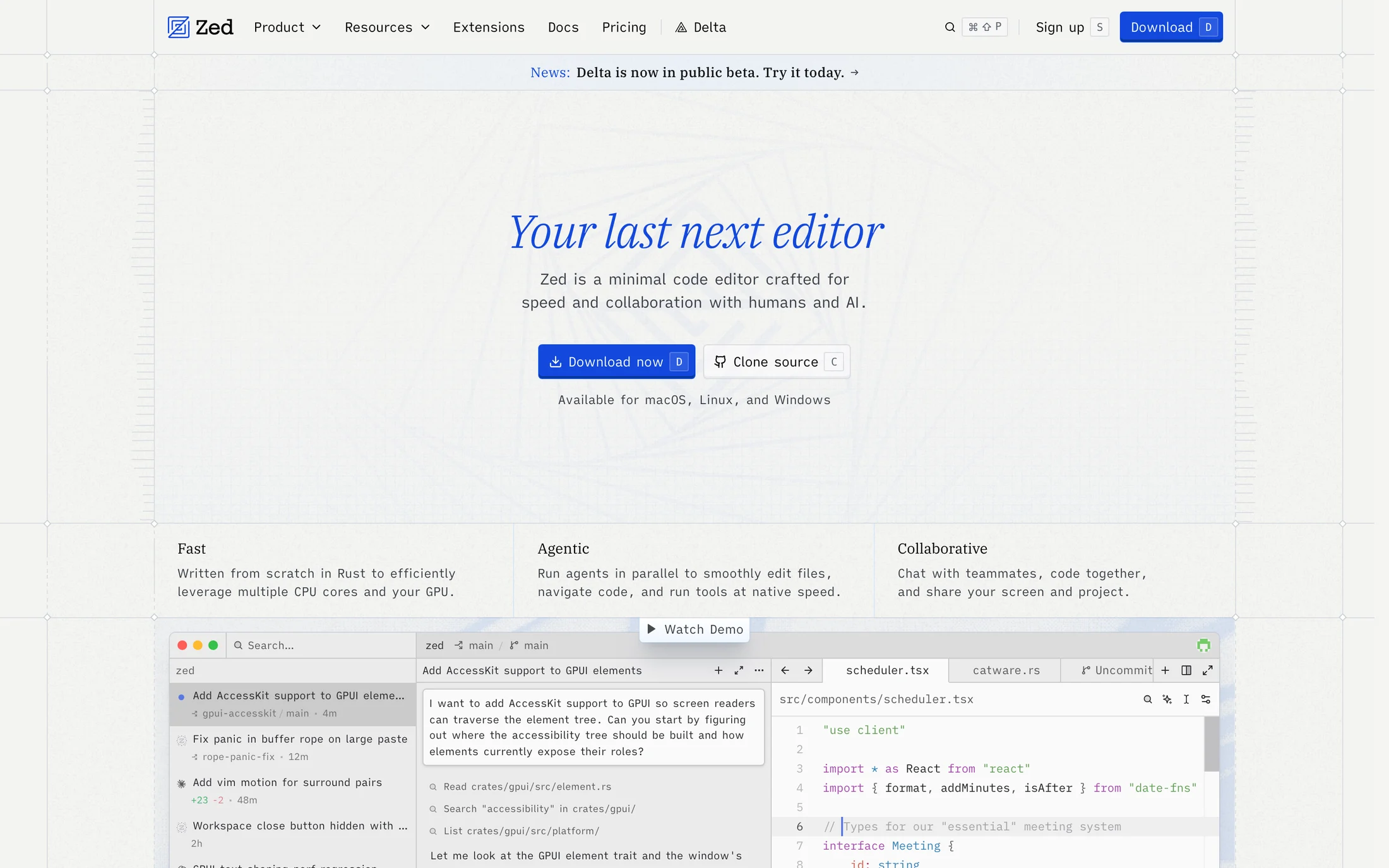 Zed website color scheme