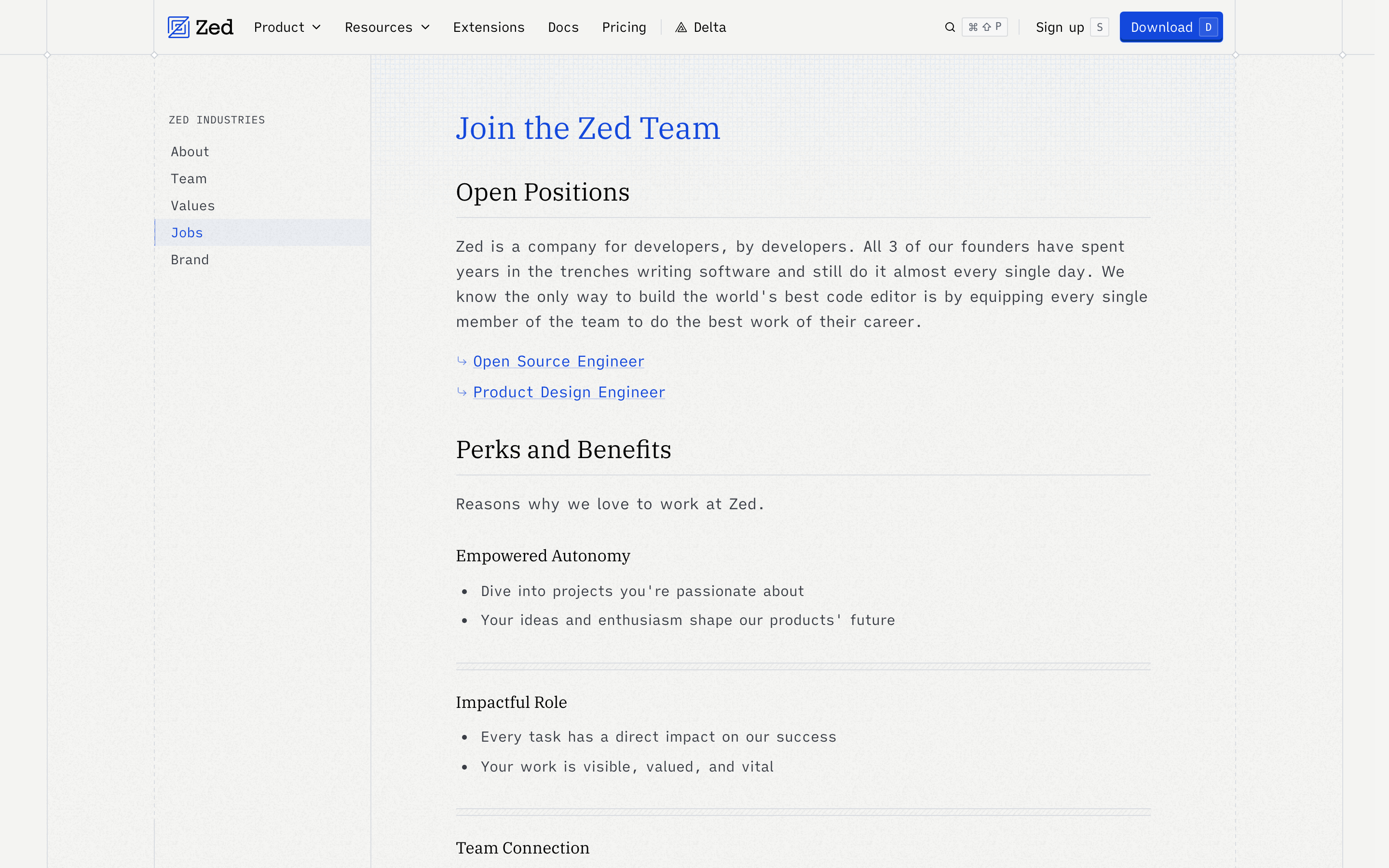 Zed careers page